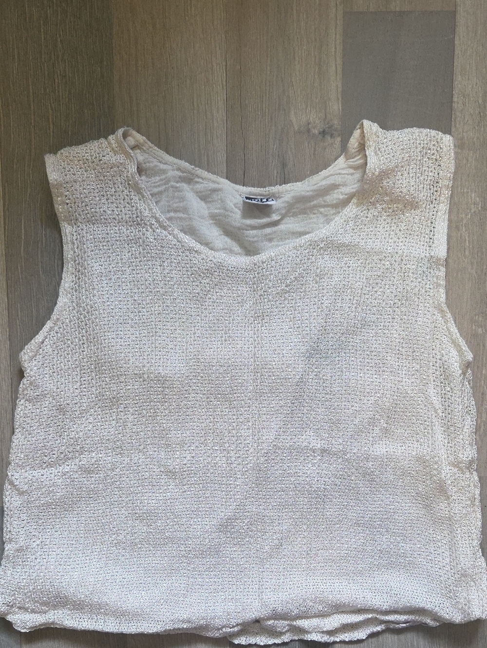 LAST CHANCE Moffi Cream Textured Knit Tank Top- Junior Size
